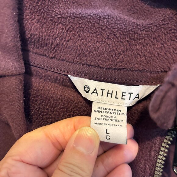 Athleta Cozy Karma Asym Pullover Sweatshirt Burgundy - Picture 5 of 14